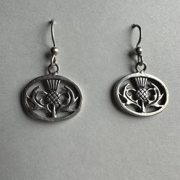 Vintage 925 Sterling Earrings Silver Artisan Floral Filigree Handcrafted Dangle - Picture 1 of 3